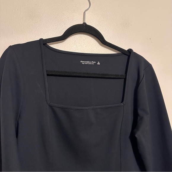 Abercrombie & Fitch Squareneck Long Sleeve Bodysuit Black Size XL Soft A & F - Picture 2 of 7